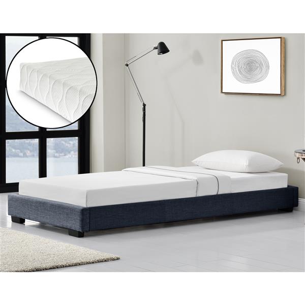 Grote foto modern bedframe stof met matras 90x200 donkergrijs huis en inrichting bedden