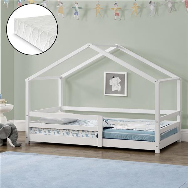 Grote foto kinderbed kn tten grenen huisbed met matras 90x200 cm wit huis en inrichting overige