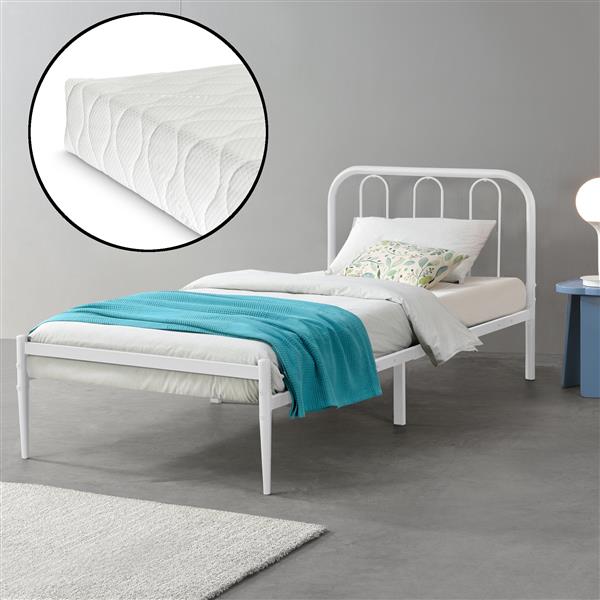 Grote foto metalen bedframe hanko wit met matras 90x200 cm huis en inrichting bedden