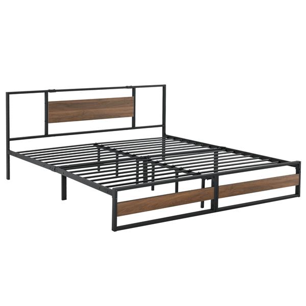 Grote foto metalen bed villach bedframe 180x200 cm zwart en walnoot huis en inrichting bedden