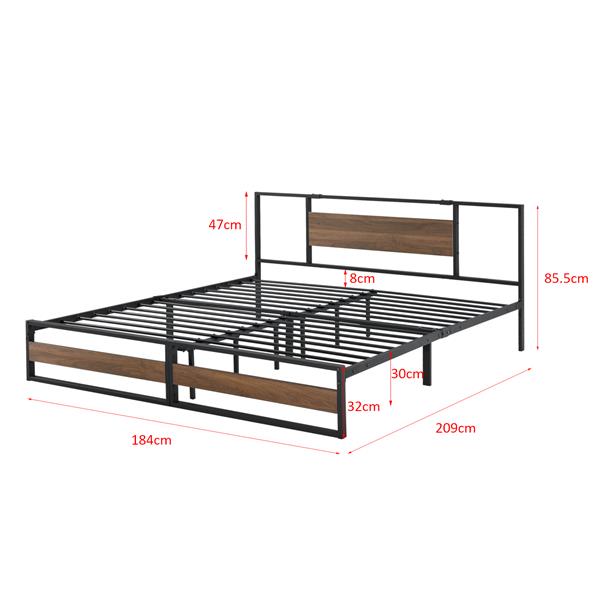 Grote foto metalen bed villach bedframe 180x200 cm zwart en walnoot huis en inrichting bedden