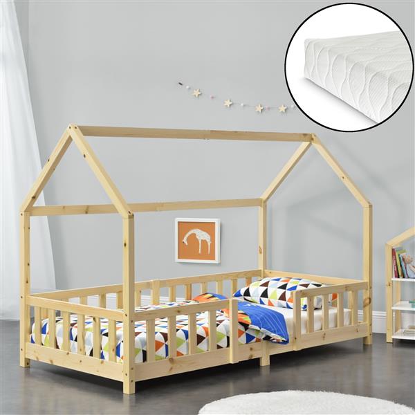 Grote foto kinderbed sisimiut met uitvalbeveiliging en matras 90x200 hout huis en inrichting overige