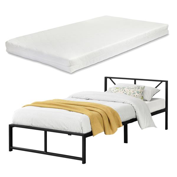 Grote foto metalen bed meran bedframe met matras zwart 90x200 cm huis en inrichting bedden