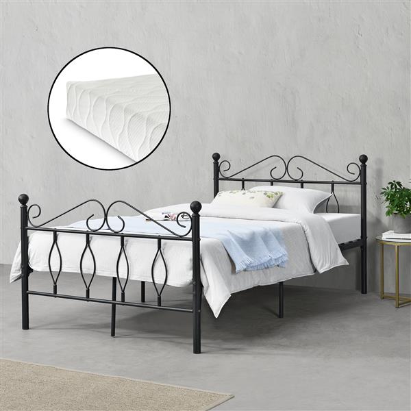 Grote foto metalen bedframe apolda met matras zwart 120x200 cm huis en inrichting bedden