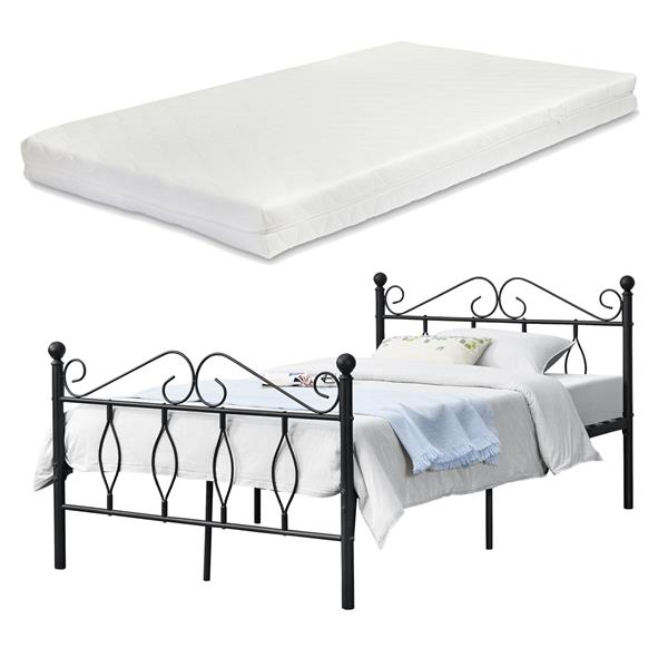 Grote foto metalen bedframe apolda met matras zwart 120x200 cm huis en inrichting bedden