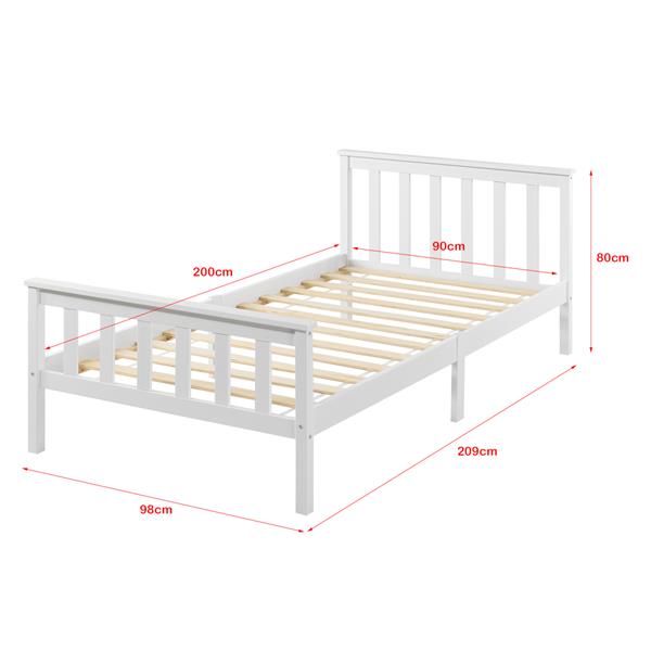 Grote foto houten bed breda met bedbodem en matras 90x200 cm wit huis en inrichting bedden
