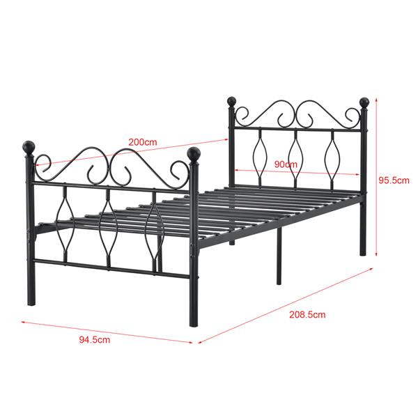 Grote foto metalen bedframe apolda met matras zwart 90x200 cm huis en inrichting bedden