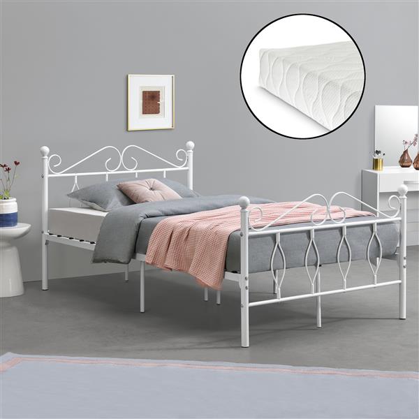 Grote foto metalen bedframe apolda met matras wit 120x200 cm huis en inrichting bedden