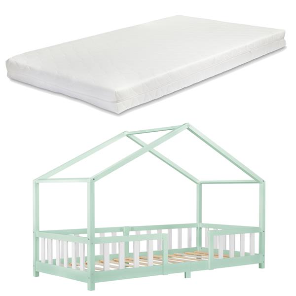 Grote foto kinderbed treviolo met matras 90x200 cm mint en wit huis en inrichting overige