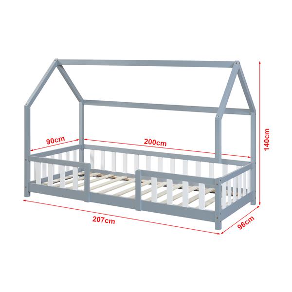 Grote foto kinderbed sisimiut met matras 90x200 cm lichtgrijs en wit huis en inrichting overige