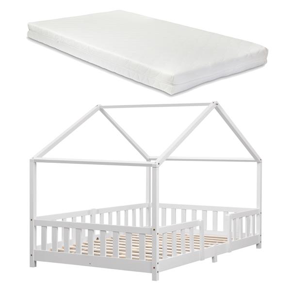 Grote foto en.casa kinderbed treviolo met uitvalbeveiliging en matras 120x200 wit huis en inrichting overige