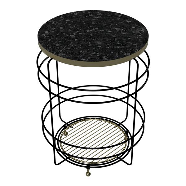 Grote foto en.casa bijzettafel padasjoki rond met 1 plank 55x 40 cm goudkleurig en zwart marmerlook huis en inrichting eettafels