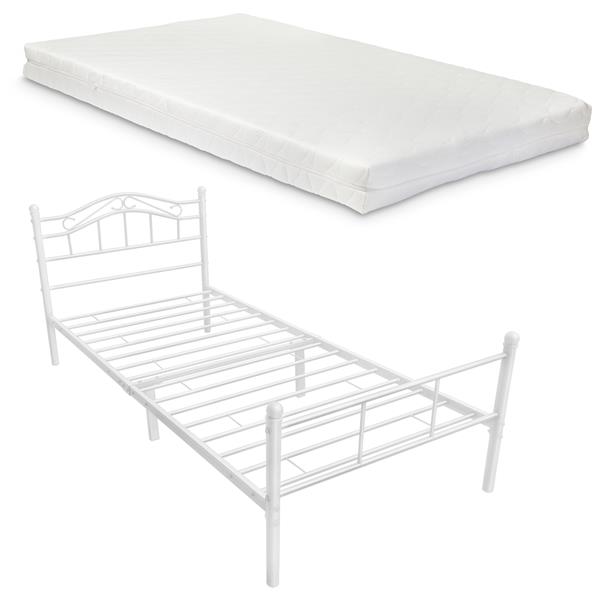 Grote foto metalen bedframe florenz incl. matras 90x200 cm wit huis en inrichting bedden