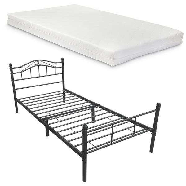 Grote foto metalen bedframe florenz incl. matras 90x200 cm zwart huis en inrichting bedden