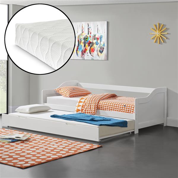 Grote foto bedbank tienerbed met onderschuifbed icl. matrassen wit huis en inrichting bedden
