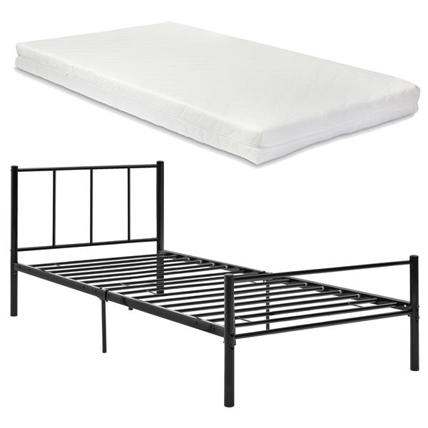 Grote foto metalen bedframe hercules incl. matras zwart 90x200 cm huis en inrichting bedden