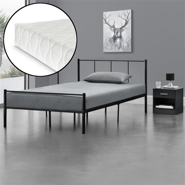 Grote foto metalen bedframe hercules incl. matras zwart 120x200 cm huis en inrichting bedden