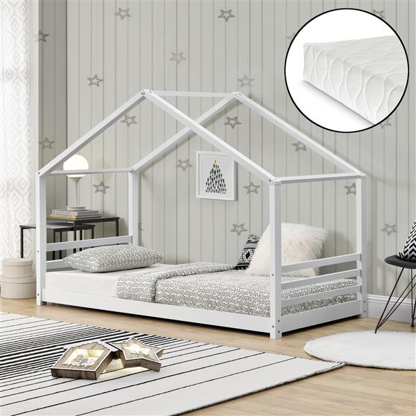 Grote foto kinderbed vardo grenen huisbed met matras 200x90 cm wit huis en inrichting overige