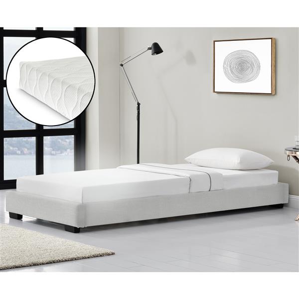 Grote foto modern bedframe kunstleer met matras 90x200 wit huis en inrichting bedden