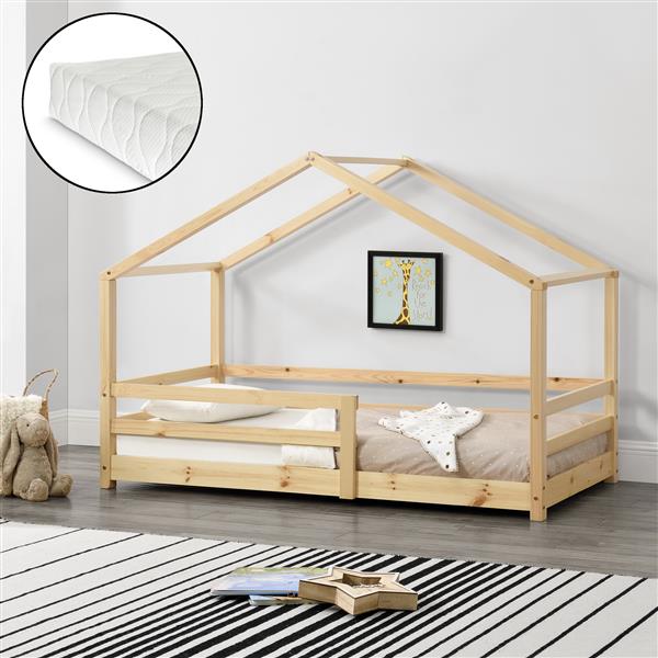 Grote foto kinderbed kn tten grenen huisbed met matras 90x200 cm hout huis en inrichting overige