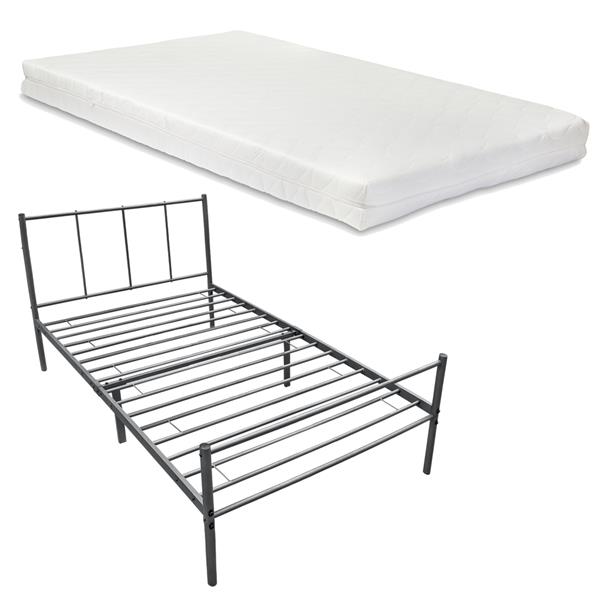 Grote foto metalen bedframe hercules met matras 90x200 cm donkergrijs huis en inrichting bedden