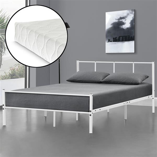 Grote foto metalen bedframe hercules met matras 120x200 cm wit huis en inrichting bedden