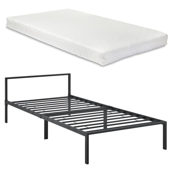 Grote foto metalen bed zeus met bedbodem en matras 90x200 cm zwart huis en inrichting bedden