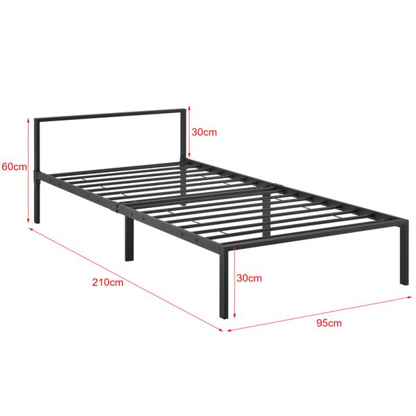 Grote foto metalen bed zeus met bedbodem en matras 90x200 cm zwart huis en inrichting bedden