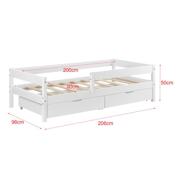 Grote foto kinderbed borgarnes met matras en 2 lades 90x200 cm wit huis en inrichting overige