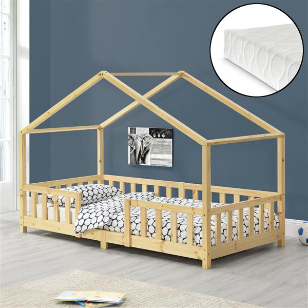 Grote foto kinderbed treviolo met matras 90x200 cm houtkleurig huis en inrichting overige