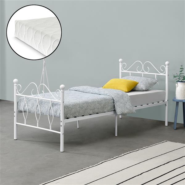 Grote foto metalen bedframe apolda met matras wit 90x200 cm huis en inrichting bedden