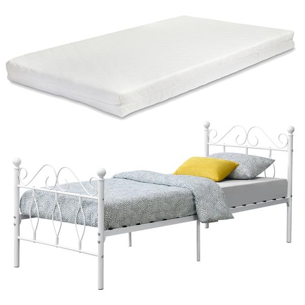 Grote foto metalen bedframe apolda met matras wit 90x200 cm huis en inrichting bedden