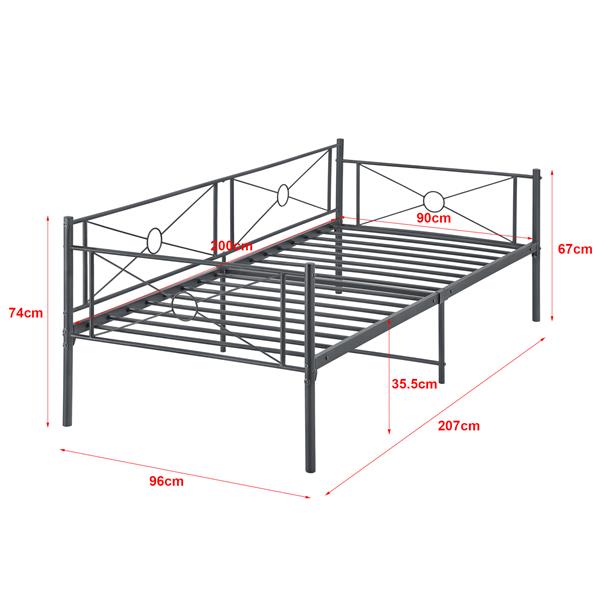 Grote foto metalen bed alvesta met bedbodem matras 90x200 donkergrijs huis en inrichting bedden