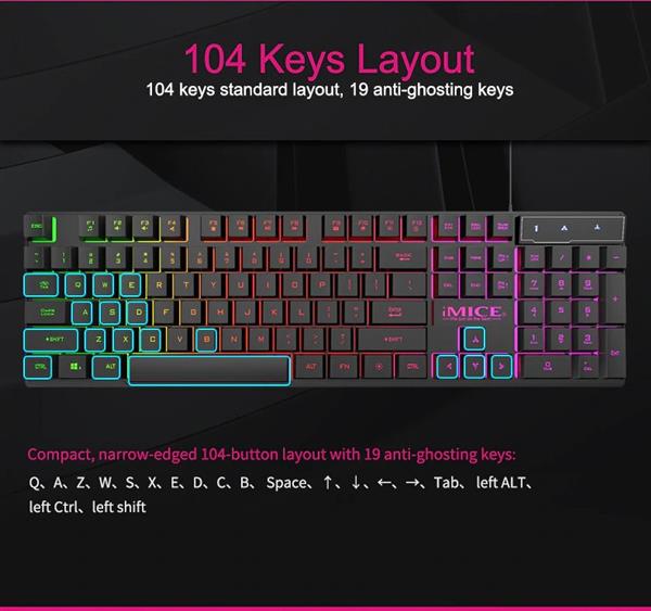 Grote foto elementkey ak60 gaming usb keyboard 104 toetsen multimedia toetsen led membraam klik computers en software overige computers en software