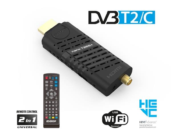 Grote foto edision nano t265 dvb t2c h.265 hevc telecommunicatie zenders en ontvangers