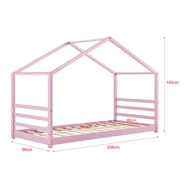 Grote foto kinderbed grenen huisbed incl. matras 90x200 cm roze huis en inrichting overige