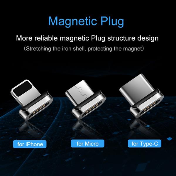 Grote foto drphone icon 3 in 1 magnetische oplaadkabel zwart datakabel 3.0a fastcharge lightning usb telecommunicatie opladers en autoladers