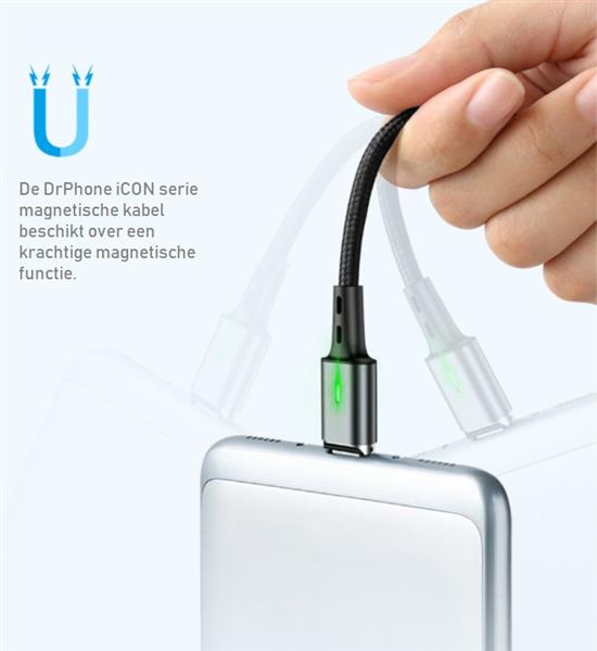 Grote foto drphone icon 2 meter magnetische type c kabel usb c oplaadkabel datakabel 3.0a support snella telecommunicatie opladers en autoladers