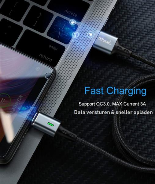 Grote foto drphone icon 2 meter magnetische type c kabel usb c oplaadkabel datakabel 3.0a support snella telecommunicatie opladers en autoladers