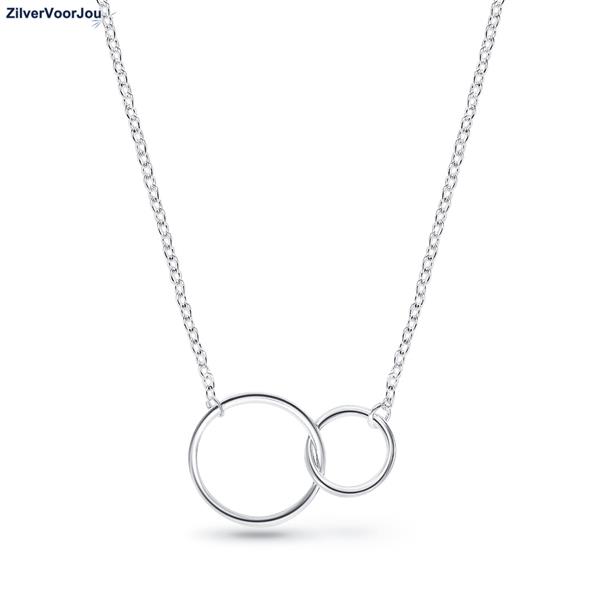 Grote foto zilveren 2 cirkels collier sieraden tassen en uiterlijk kettingen