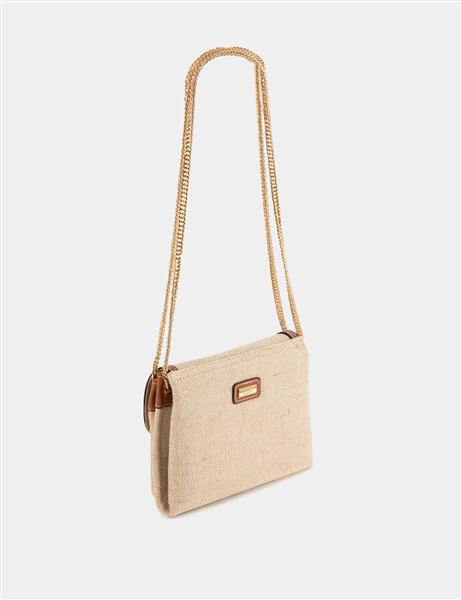 Grote foto flap bag with braided effect beige ladies sieraden tassen en uiterlijk rugtassen