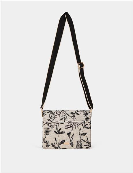 Grote foto flap bag with vegetal print black ladies sieraden tassen en uiterlijk rugtassen