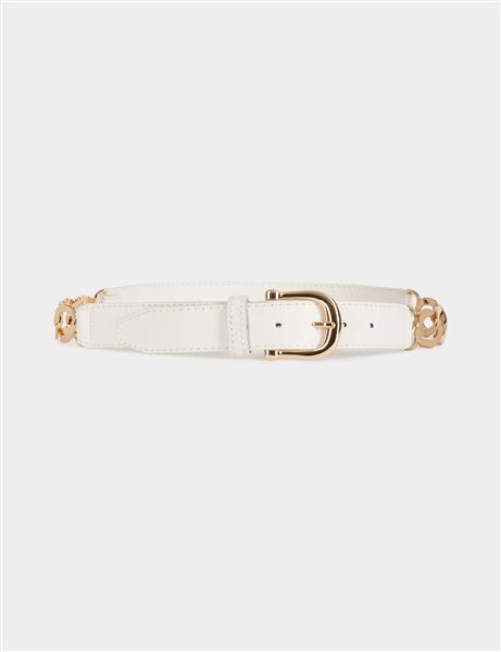 Grote foto belt with chain details white ladies kleding dames riemen