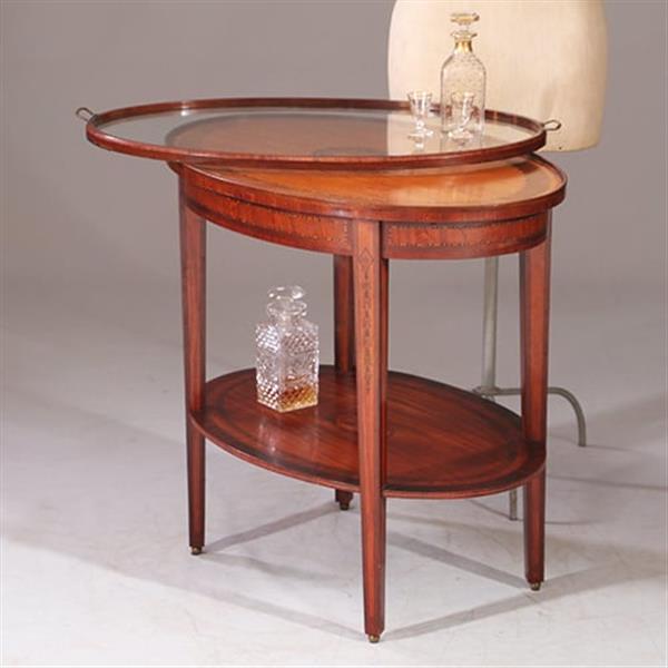 Grote foto ovale theetafel met afneembaar dienblad ca 1870 met twee schelp medaillons no.922825 antiek en kunst stoelen en banken