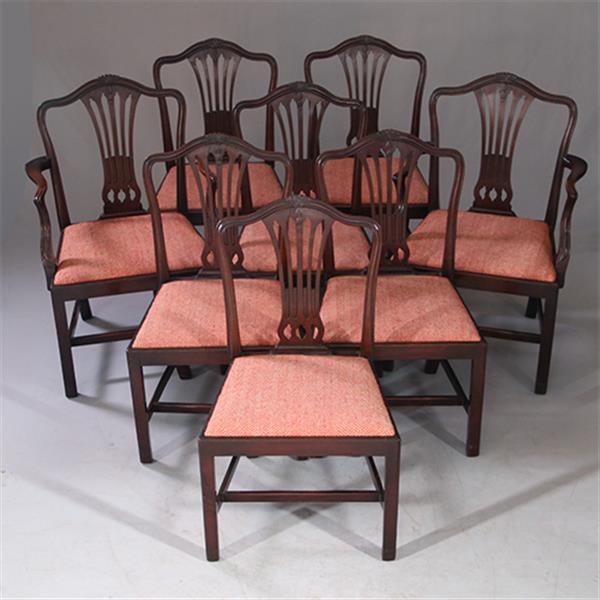 Grote foto 8 eetkamerstoelen met nieuwe bekleding naar wens 2 met armleuningen ca 1890 no.931160 antiek en kunst stoelen en banken