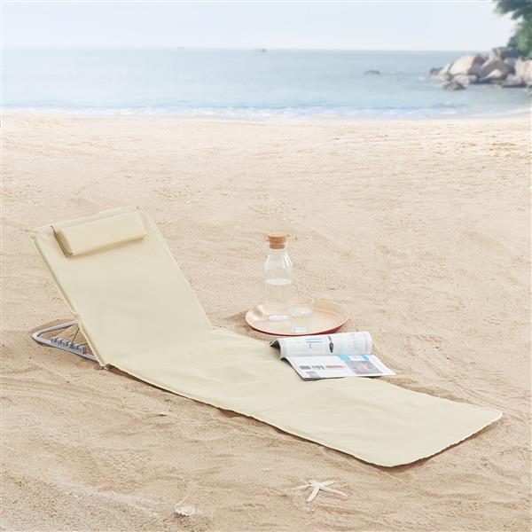 Grote foto en.casa strandmat cellorigo met rugleuning set van 2 beige caravans en kamperen caravan accessoires