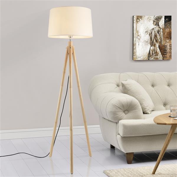 Grote foto staande lamp tomar vloerlamp 153 cm e27 houtkleurig en wit huis en inrichting overige