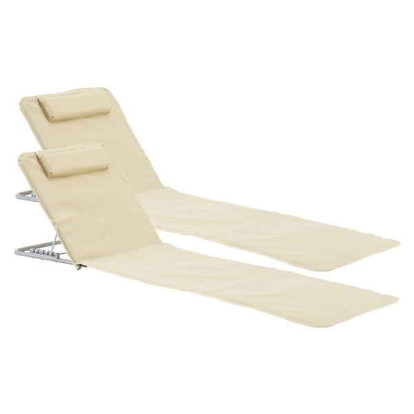 Grote foto en.casa strandmat cellorigo met rugleuning set van 2 beige caravans en kamperen caravan accessoires