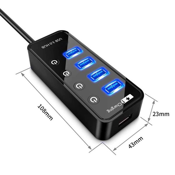 Grote foto drphone xtreme4 usb 4 poorts 3.0 hub power usb poort 2.4a 5gbps met aan uit schakelaars dc 5 computers en software overige computers en software