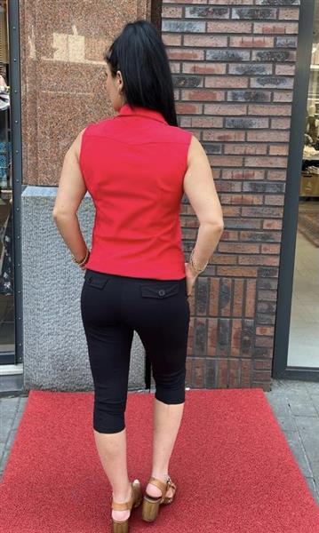 Grote foto travel blouse mouwloos uni 2299 red kleding dames blouses